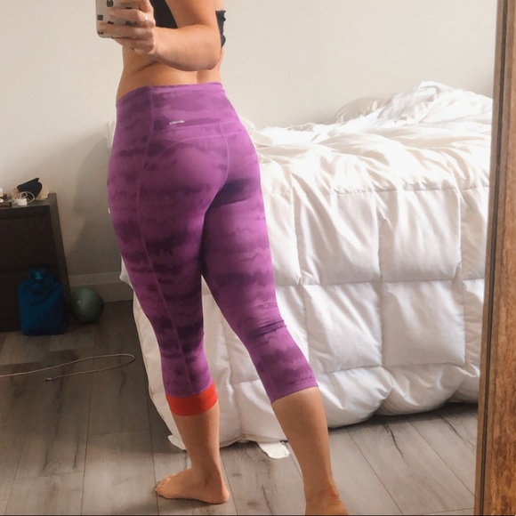 Tie dye Colour Leak Purple Adidas Climalite Crops - Picture 3 of 12